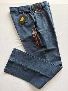 Roundtree & Yorke Classic Fit Flat Front Pants Mens 32x32 Blue NWT Chino